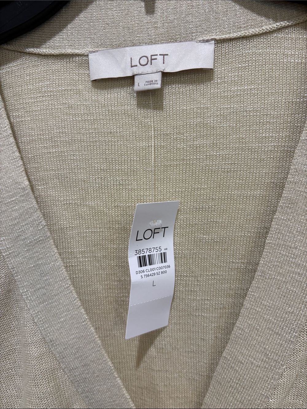 LOFT Cream Lightweight V-Neck Button Front Cardigan - Picture 2 of 3